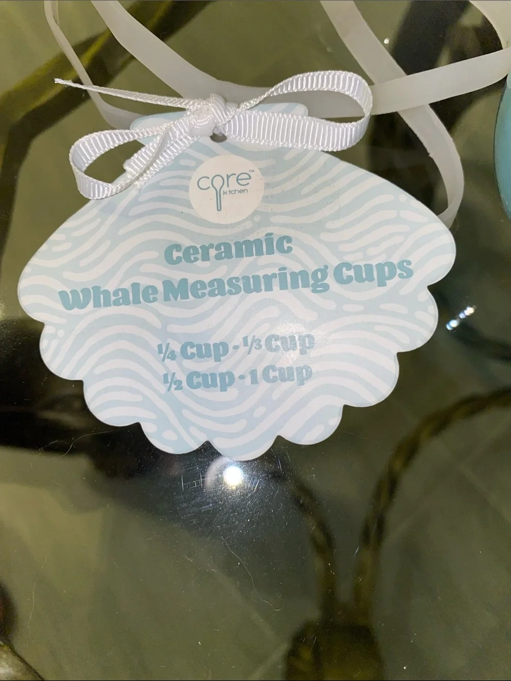 Ceramic Whale-Shaped Measuring Cups- Blue, Aqua, Seafoam, White